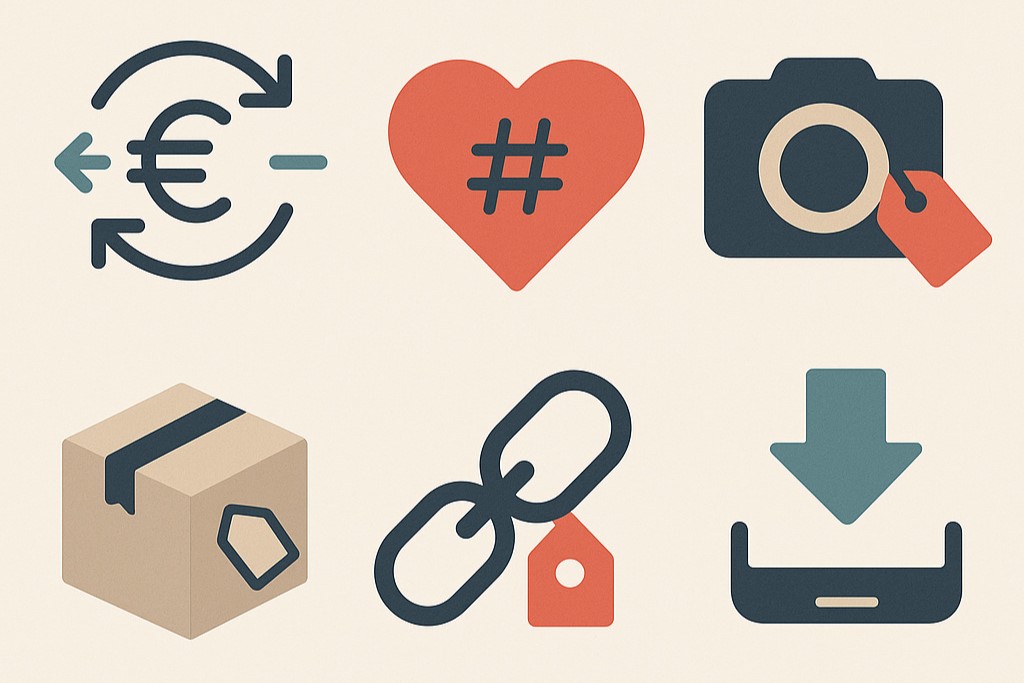 Illustration mit Icons zum Thema Influencer Steuern